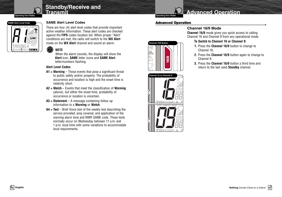 Advanced operation standby/receive and transmit | Cobra Electronics MR HH425LI VP User Manual | Page 35 / 42