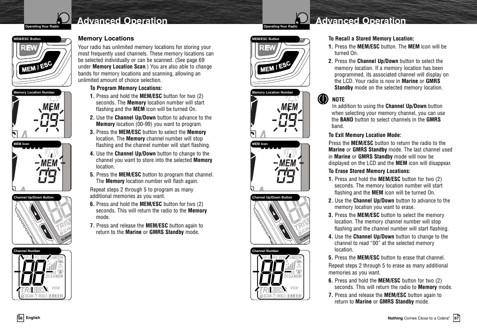 Advanced operation | Cobra Electronics MR HH425LI VP User Manual | Page 37 / 42