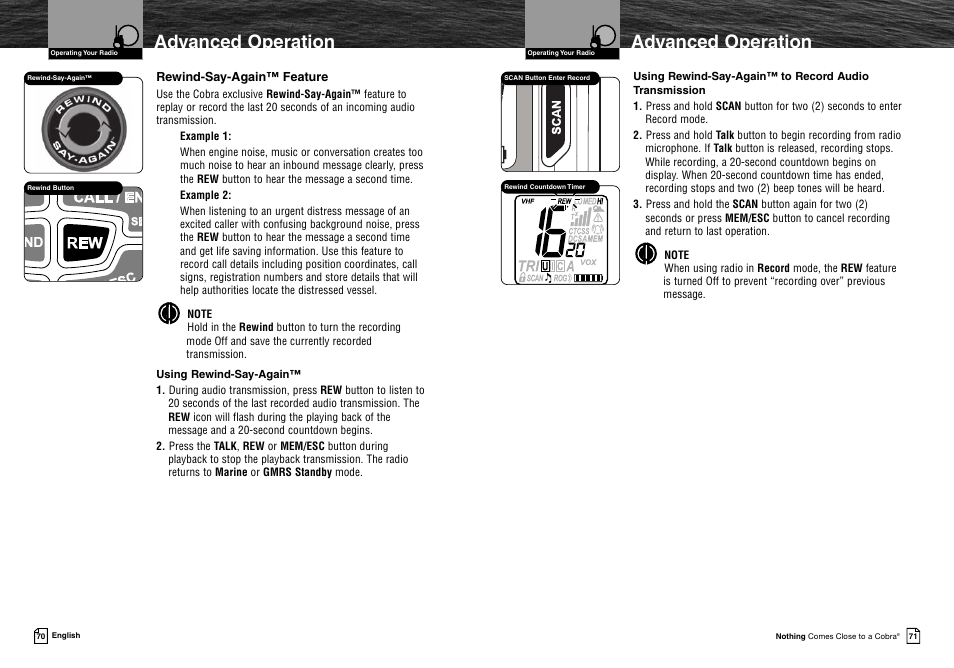 Advanced operation | Cobra Electronics MR HH425LI VP User Manual | Page 39 / 42