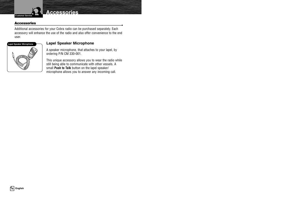 Accessories | Cobra Electronics MR HH425LI VP User Manual | Page 42 / 42