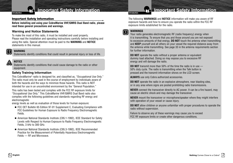 Important safety information | Cobra Electronics MR HH425LI VP User Manual | Page 5 / 42