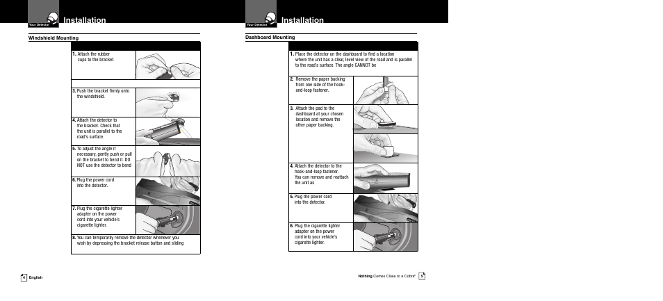 Installation | Cobra Electronics XRS 989 User Manual | Page 5 / 23