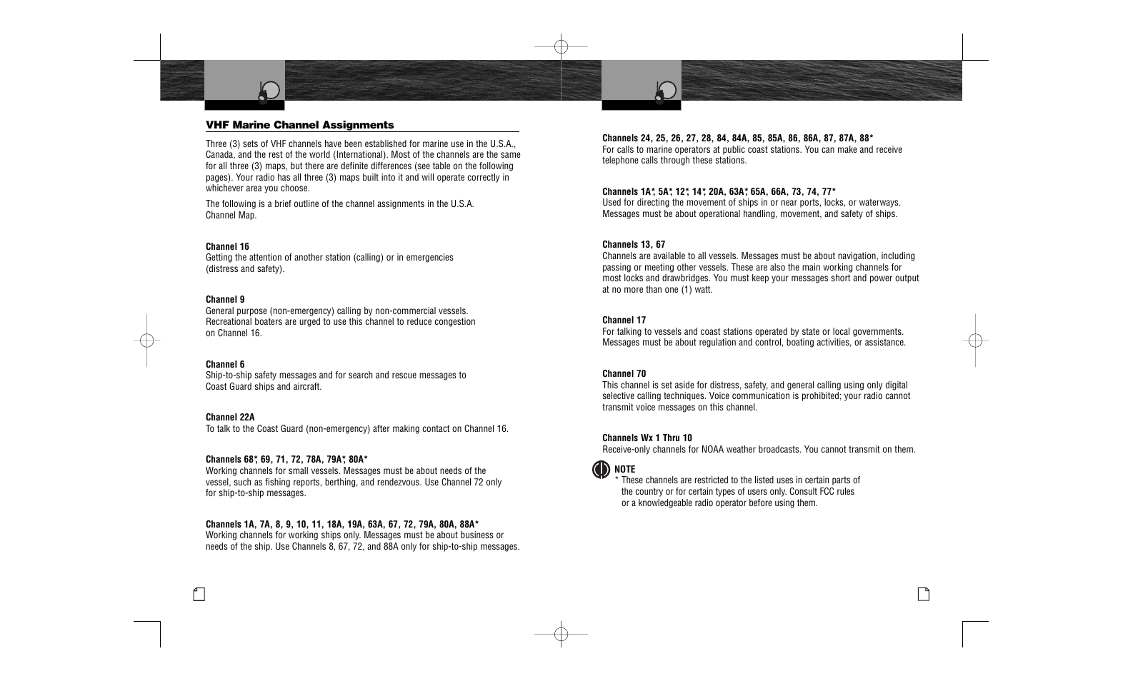 Vhf marine channel assignments | Cobra Electronics MR HH100 VP User Manual | Page 9 / 23