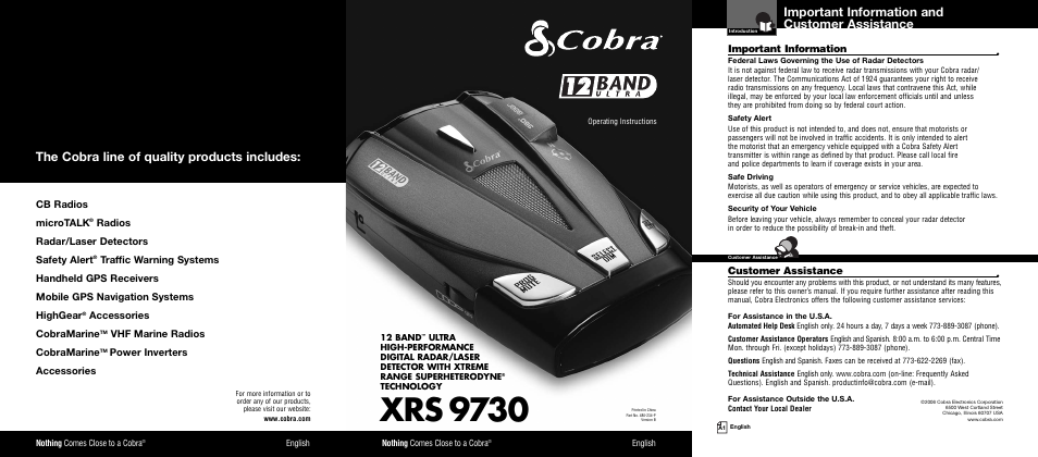 Cobra Electronics XRS 9730 User Manual | 21 pages