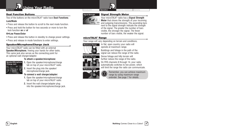 Using your radio | Cobra Electronics MICROTALK PR5000DX User Manual | Page 8 / 19