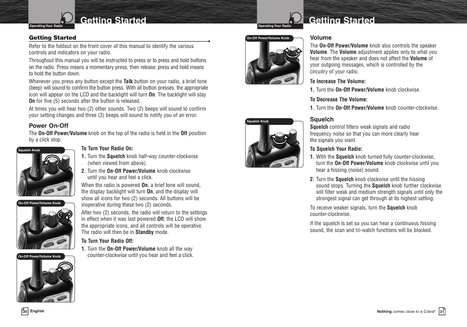 Getting started | Cobra Electronics MR HH400X VP User Manual | Page 18 / 27