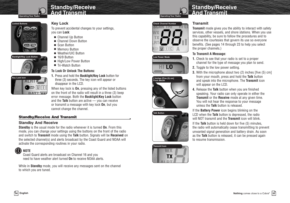 Standby/receive and transmit, Customer, Warranty | Cobra Electronics MR HH400X VP User Manual | Page 20 / 27