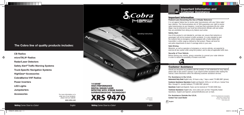 Cobra Electronics 14 BAND XRS 9470 User Manual | 15 pages