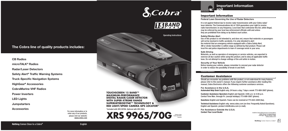 Cobra Electronics XRS 9965/70G User Manual | 27 pages