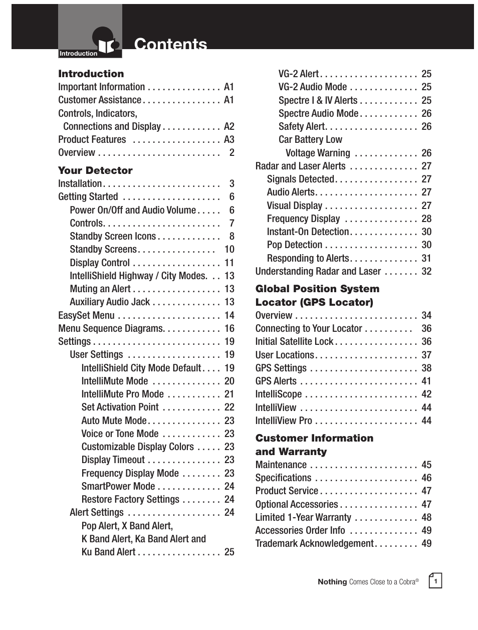 Cobra Electronics XRS 9965/70G User Manual | Page 3 / 27