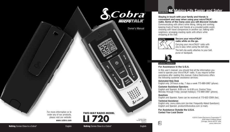 Cobra Electronics LI 720 User Manual | 17 pages