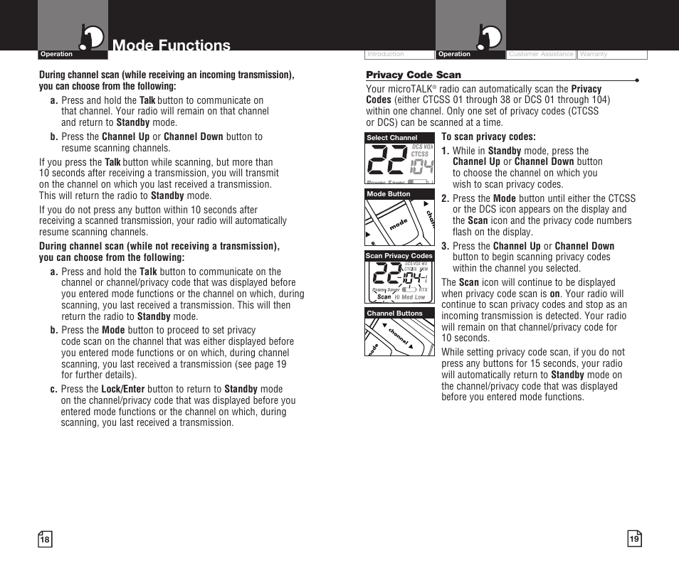 Mode functions | Cobra Electronics LI 720 User Manual | Page 12 / 17