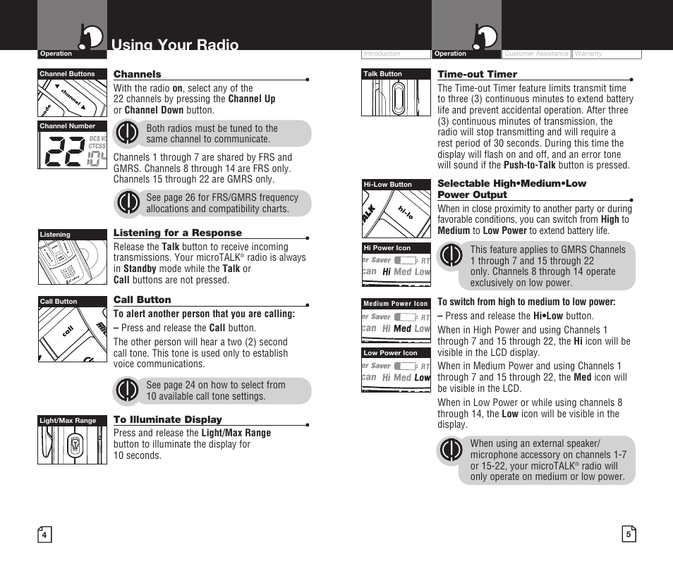 Using your radio | Cobra Electronics LI 720 User Manual | Page 5 / 17