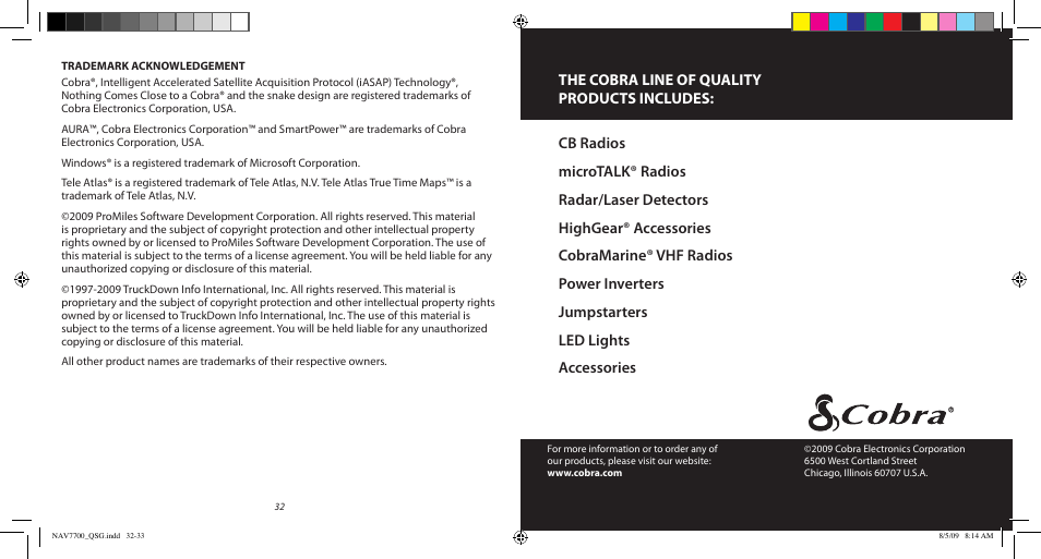 Cobra Electronics Cobra 7700 PRO User Manual | Page 17 / 17