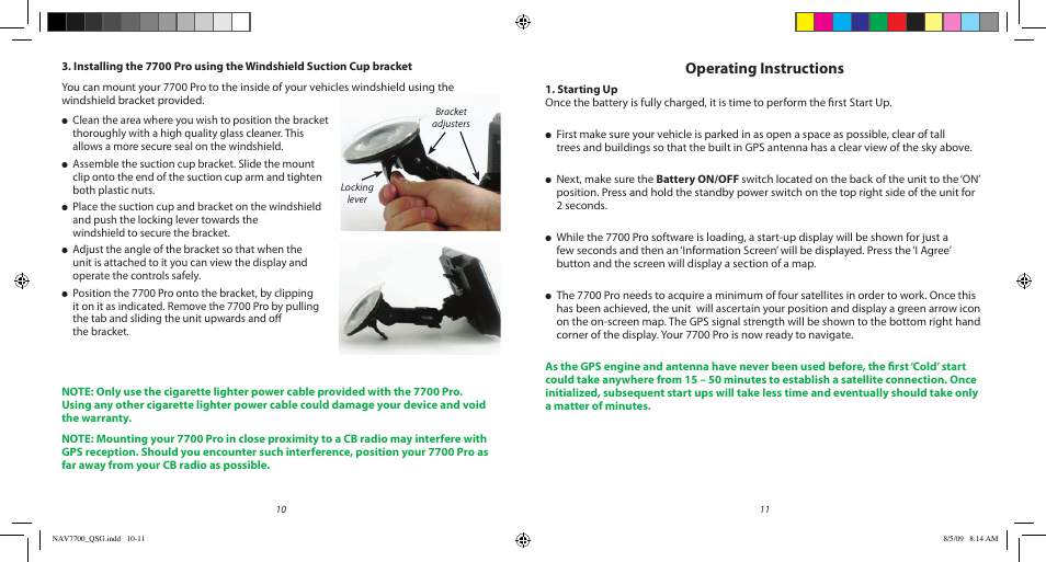 Operating instructions | Cobra Electronics Cobra 7700 PRO User Manual | Page 6 / 17