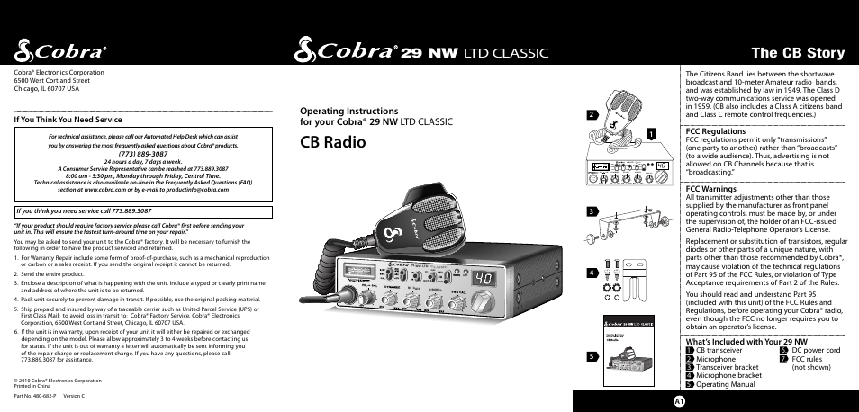 Cb radio, The cb story, 29 nw ltd classic | Fcc regulations, Fcc warnings, What’s included with your 29 nw, If you think you need service | Cobra Electronics 29 NW User Manual | Page 19 / 20