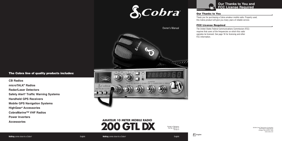 200 gtl dx, Radios radar/laser detectors safety alert | Cobra Electronics 200GTL DX User Manual | Page 17 / 17