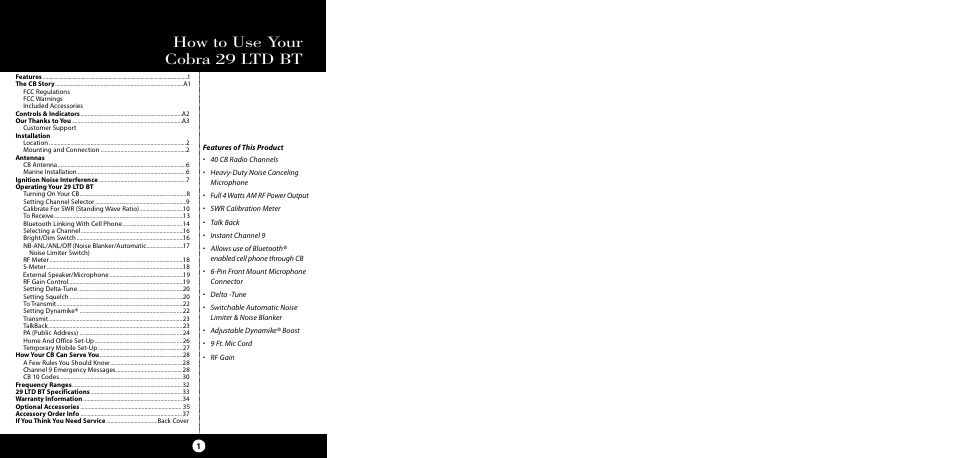 How to use your cobra 29 ltd bt | Cobra Electronics CB 29 LTD BT User Manual | Page 3 / 21
