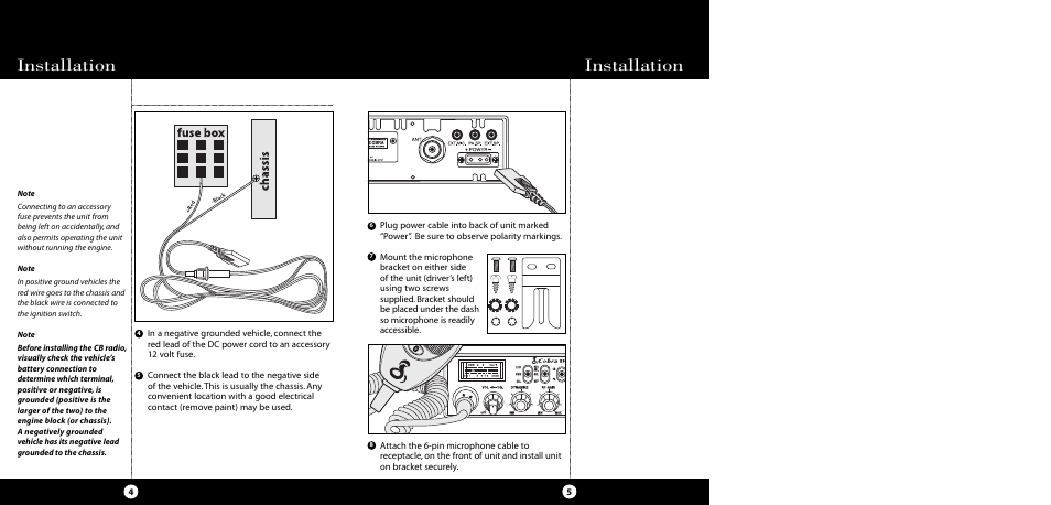 Installation | Cobra Electronics CB 29 LTD BT User Manual | Page 5 / 21