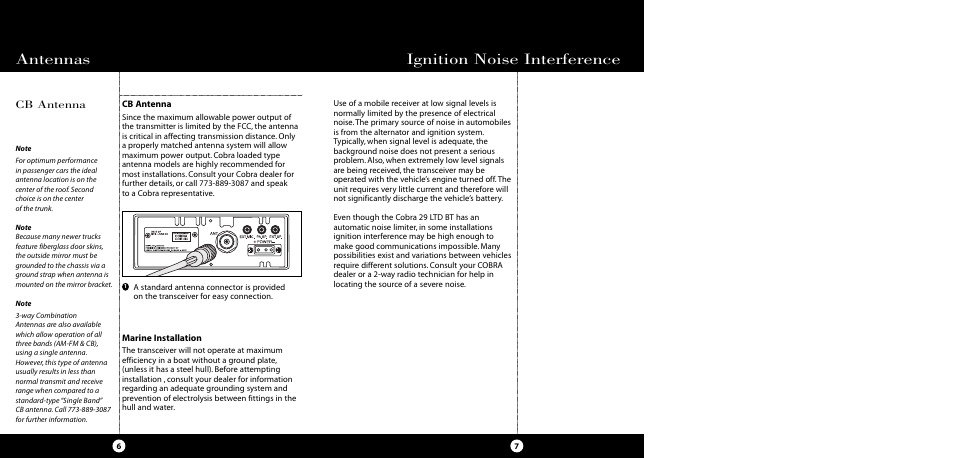 Ignition noise interference antennas, Cb antenna | Cobra Electronics CB 29 LTD BT User Manual | Page 6 / 21