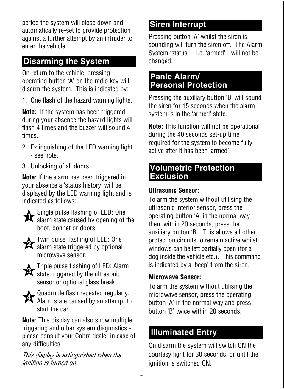 Disarming the system siren interrupt | Cobra Electronics 8185 User Manual | Page 5 / 6
