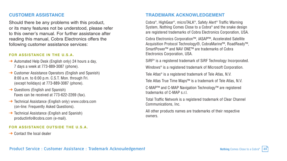 Cobra Electronics 4400 User Manual | Page 23 / 28