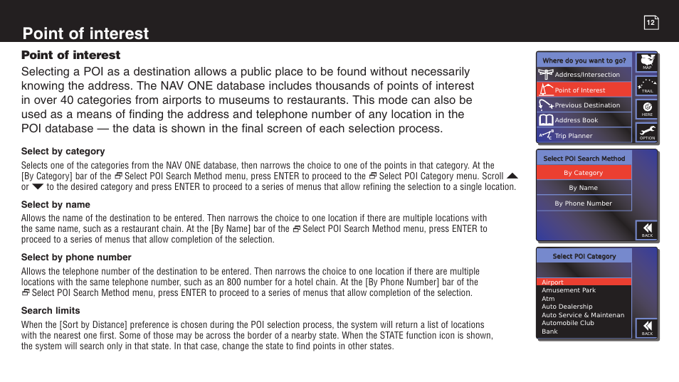 Point of interest | Cobra Electronics 2750 User Manual | Page 12 / 24