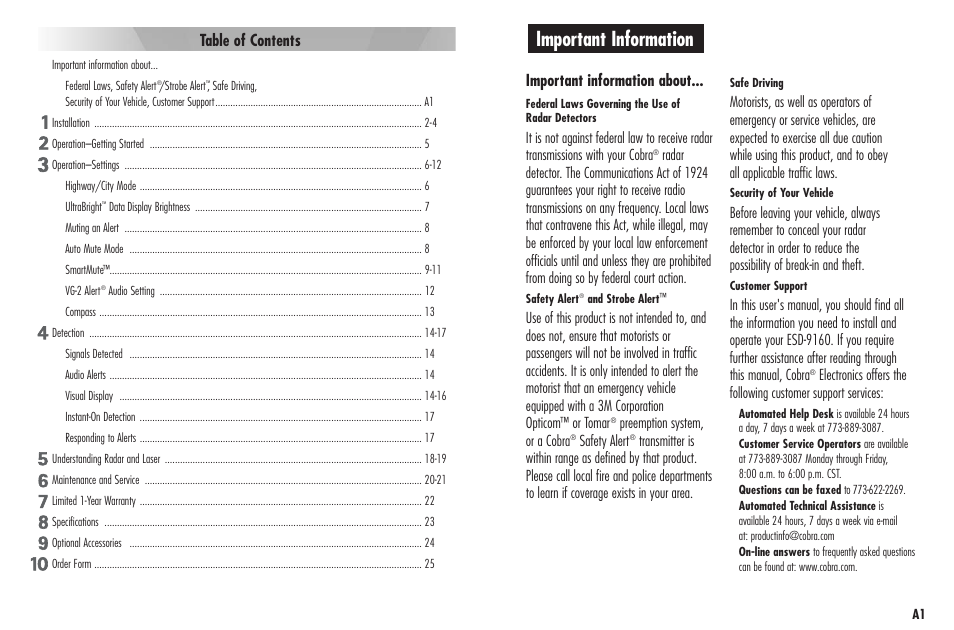 Cobra Electronics ESD-9160 User Manual | Page 3 / 16