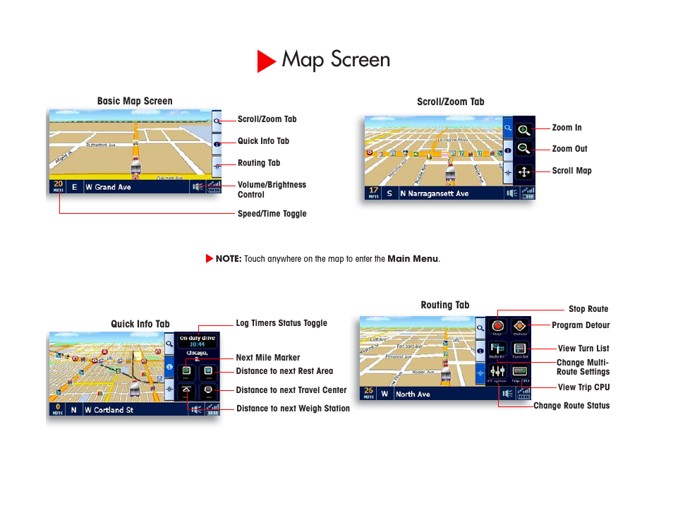 Map screen | Cobra Electronics PLATINUM 7750 User Manual | Page 3 / 8