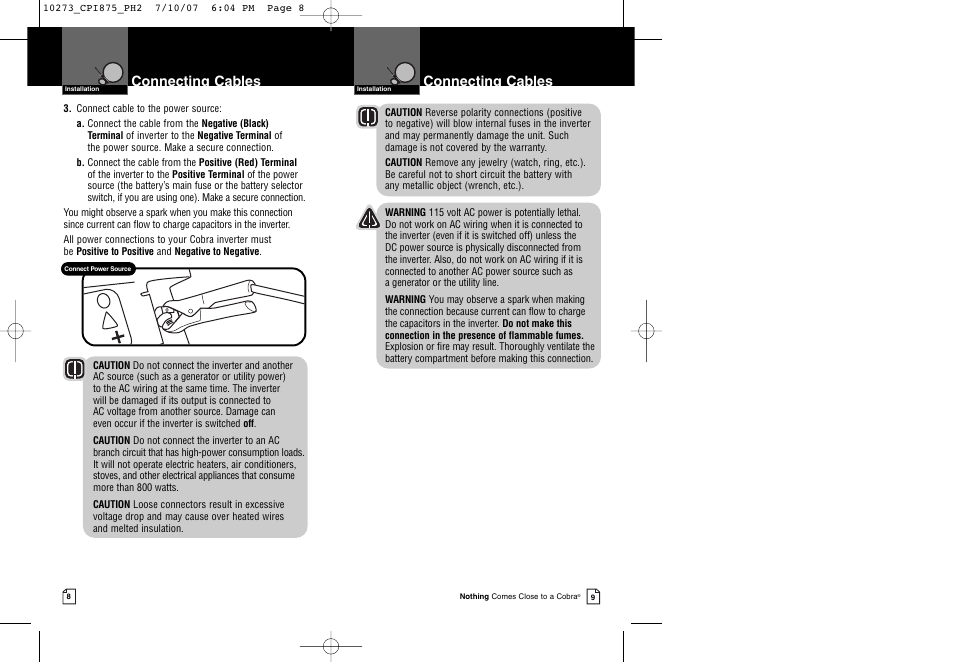 Connecting cables | Cobra Electronics CPI 875 User Manual | Page 7 / 11