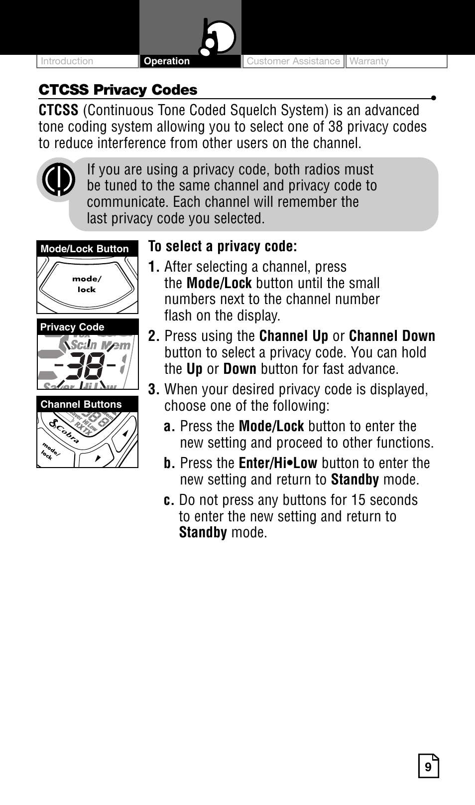 Cobra Electronics Two-Way Radio User Manual | Page 15 / 30
