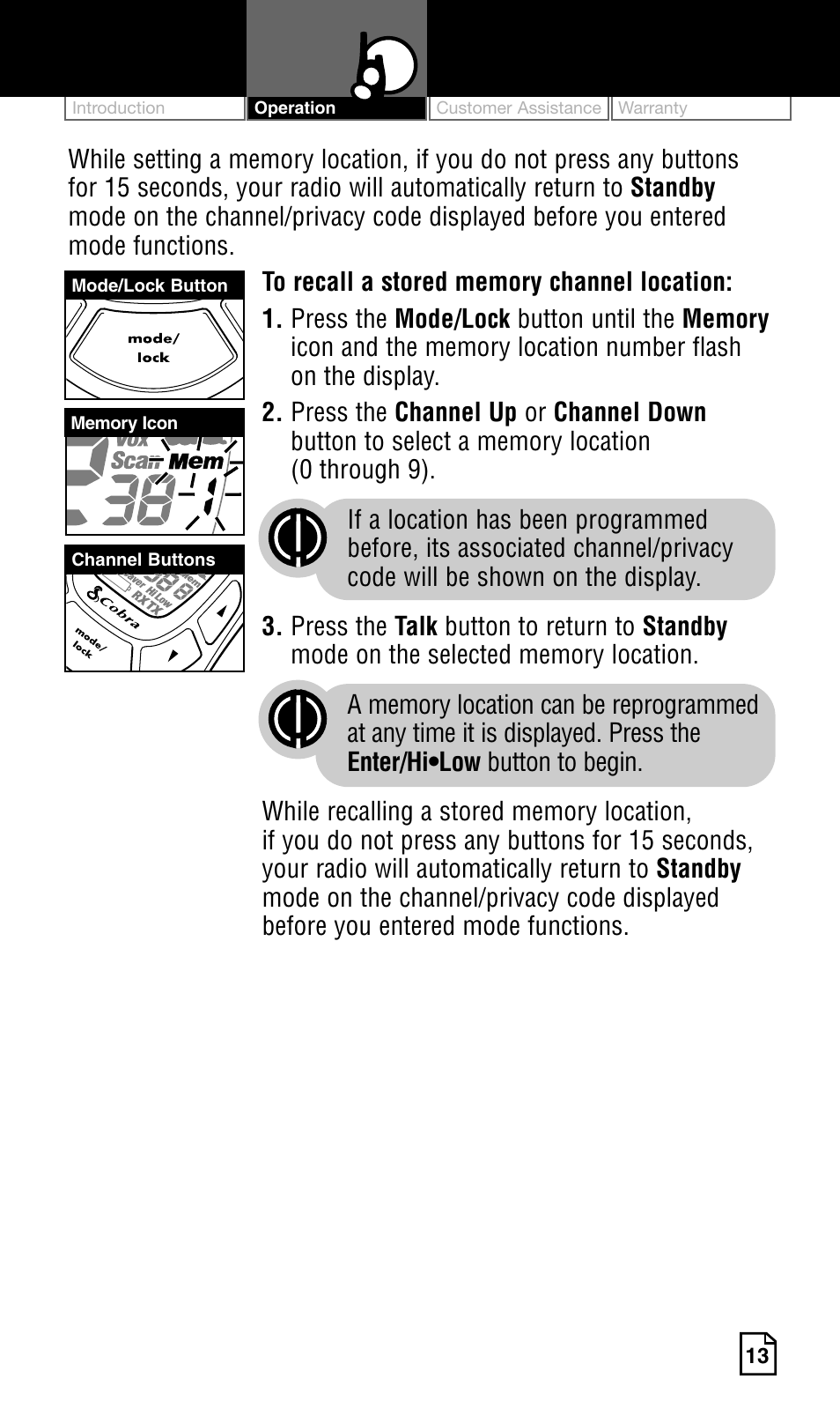 Cobra Electronics Two-Way Radio User Manual | Page 19 / 30
