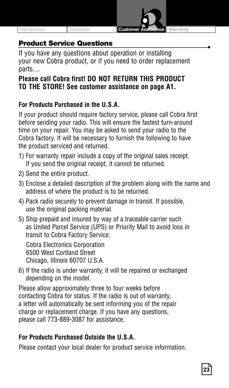 Cobra Electronics Two-Way Radio User Manual | Page 29 / 30