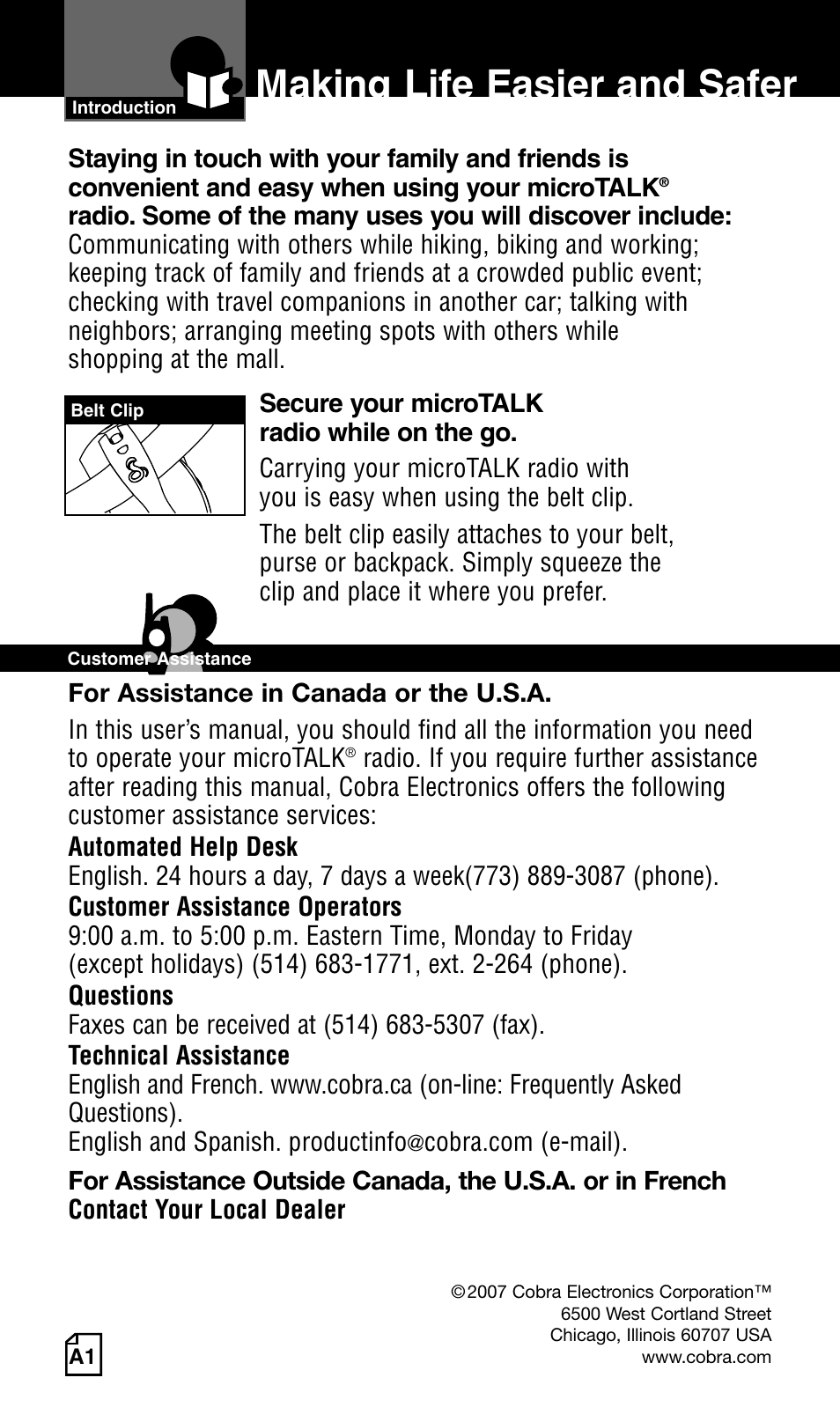Making life easier and safer | Cobra Electronics Two-Way Radio User Manual | Page 3 / 30