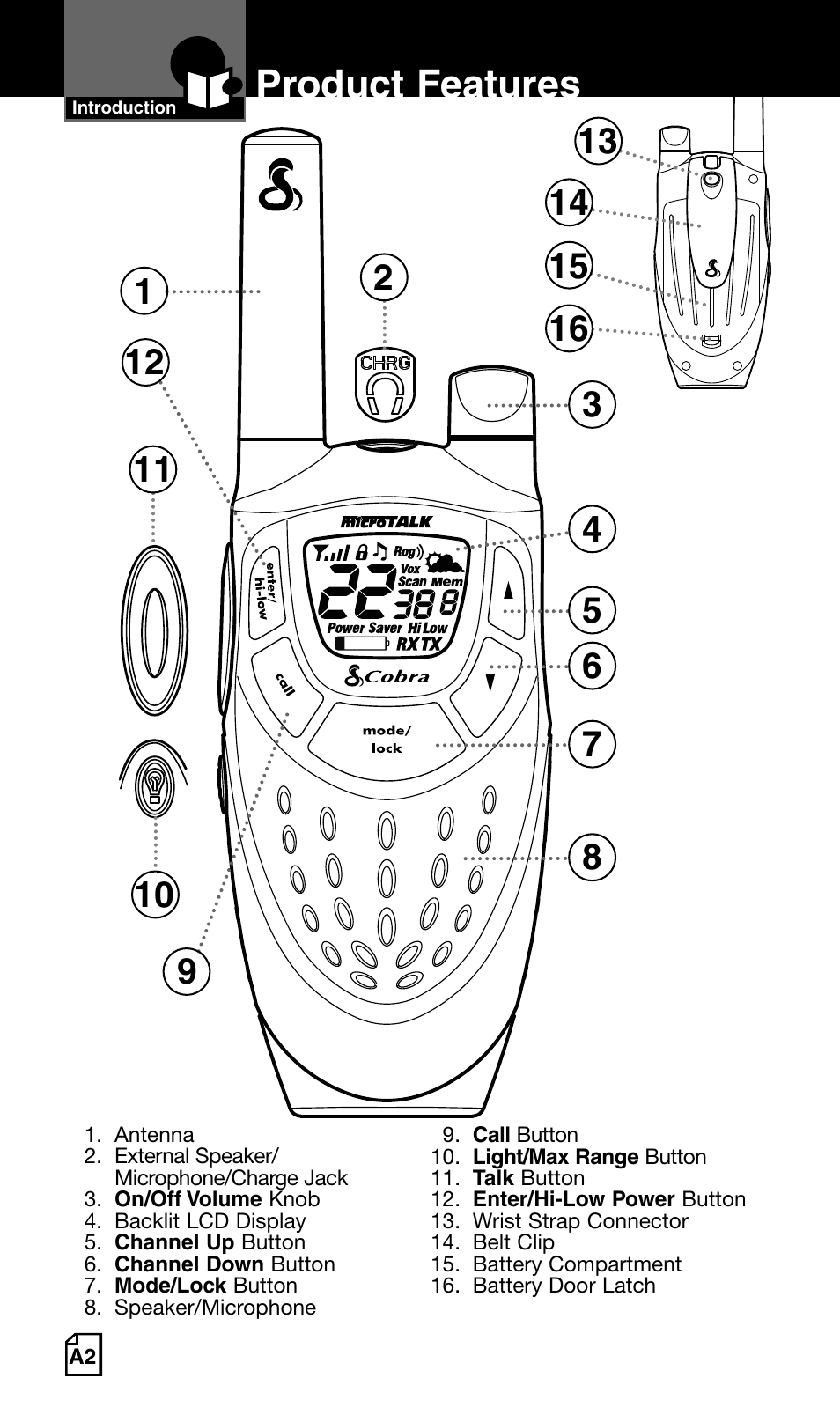 Product features | Cobra Electronics Two-Way Radio User Manual | Page 4 / 30