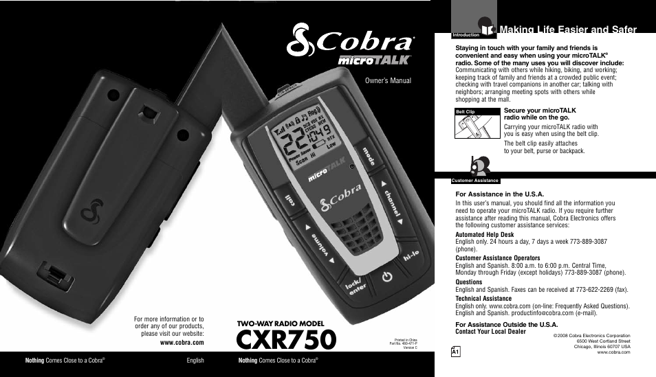 Cobra Electronics CXR750 User Manual | 17 pages
