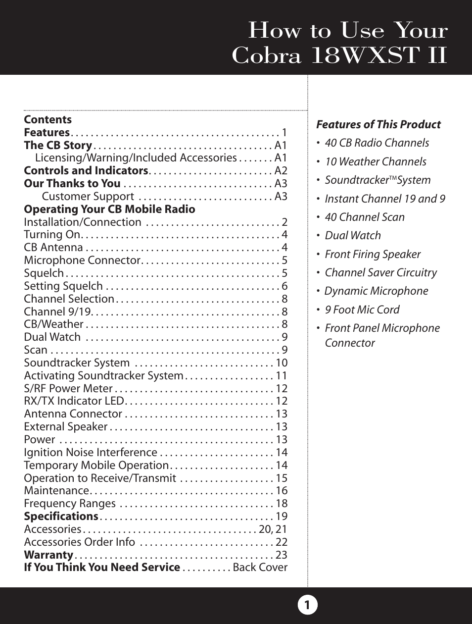 Cobra Electronics 18 WXST II User Manual | 29 pages