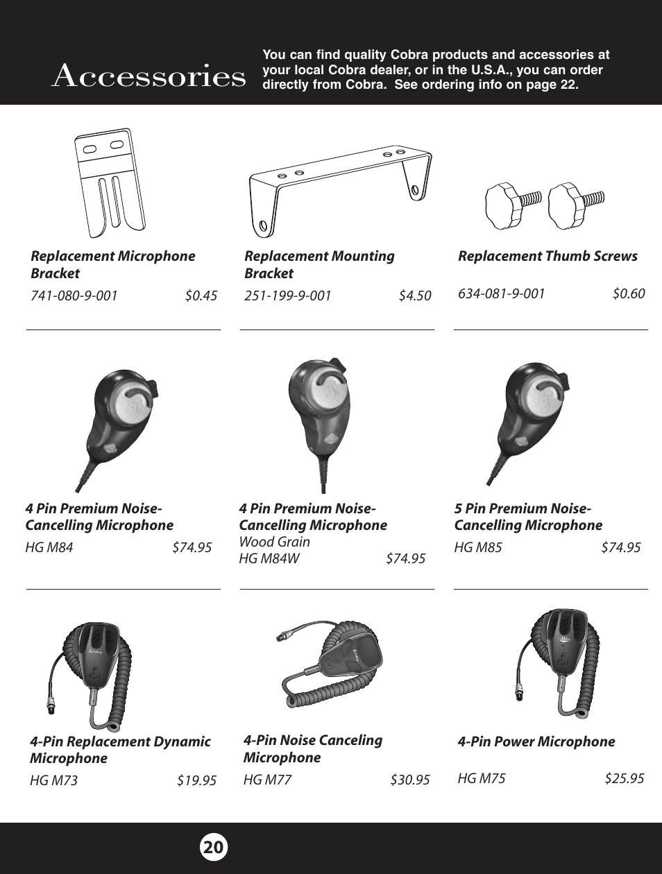 Accessories | Cobra Electronics 18 WXST II User Manual | Page 20 / 29