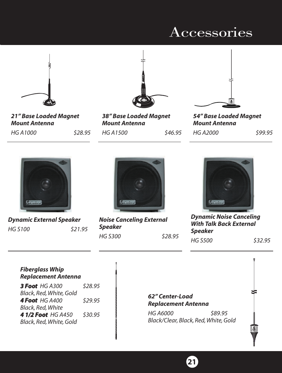 Accessories | Cobra Electronics 18 WXST II User Manual | Page 21 / 29
