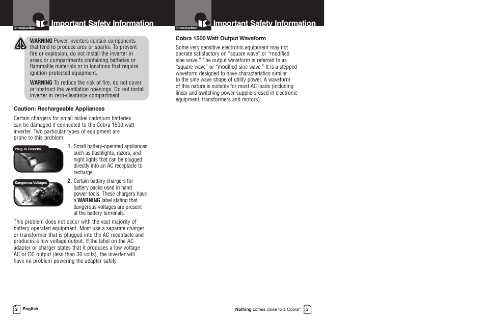 Important safety information | Cobra Electronics CPI 1550 User Manual | Page 4 / 14