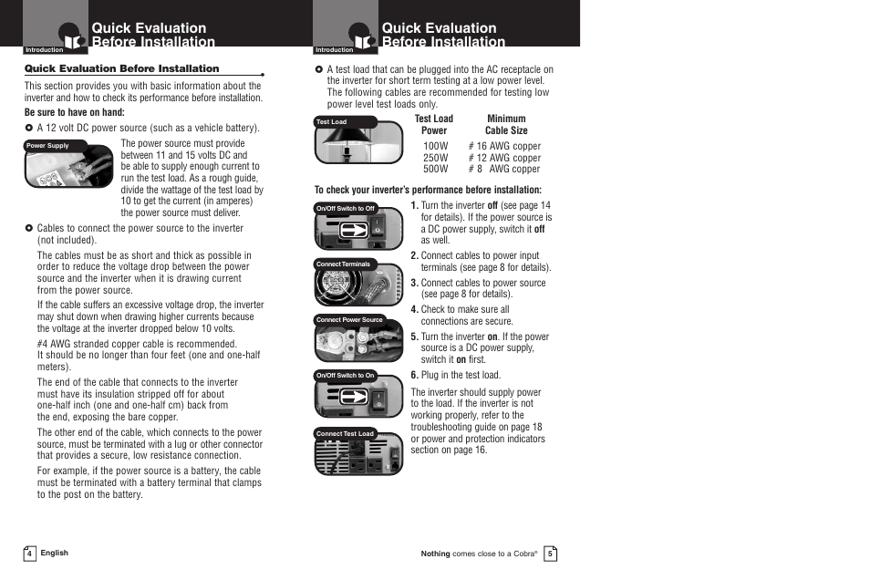 Quick evaluation before installation | Cobra Electronics CPI 1550 User Manual | Page 5 / 14