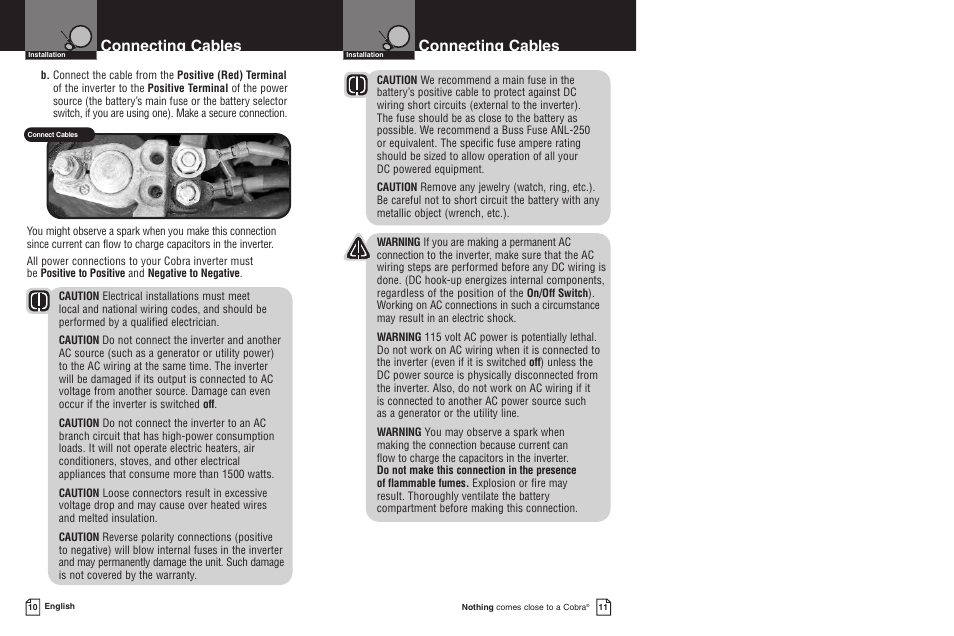 Connecting cables | Cobra Electronics CPI 1550 User Manual | Page 8 / 14