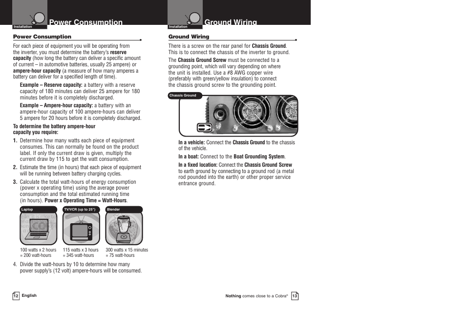 Power consumption ground wiring | Cobra Electronics CPI 1550 User Manual | Page 9 / 14
