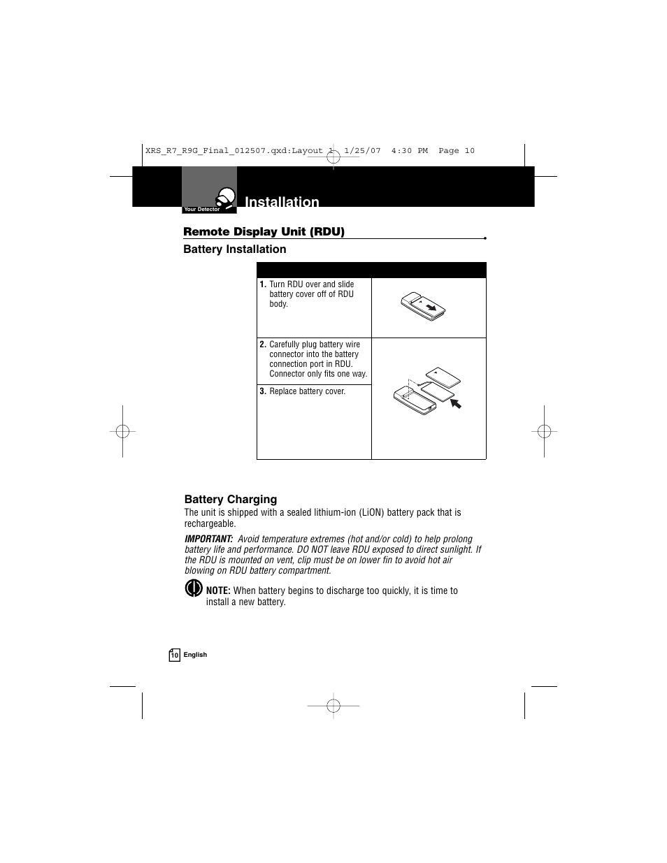 Installation | Cobra Electronics XRS R9G User Manual | Page 14 / 49