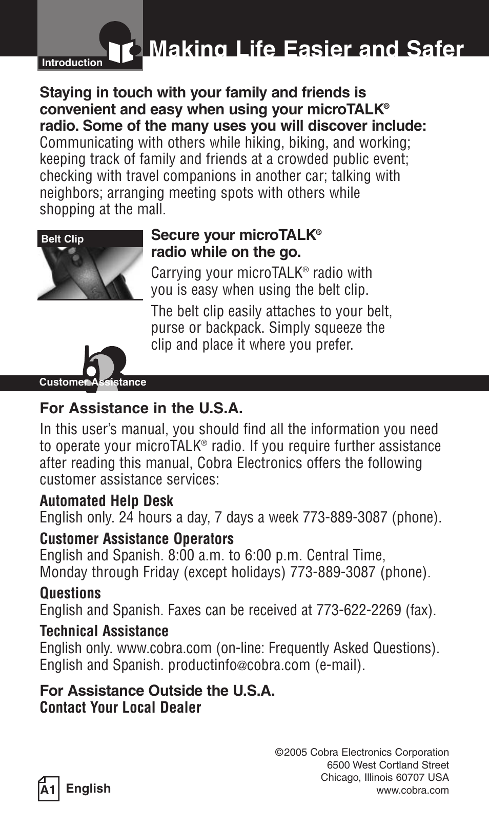Making life easier and safer | Cobra Electronics PR3800DX User Manual | Page 2 / 17