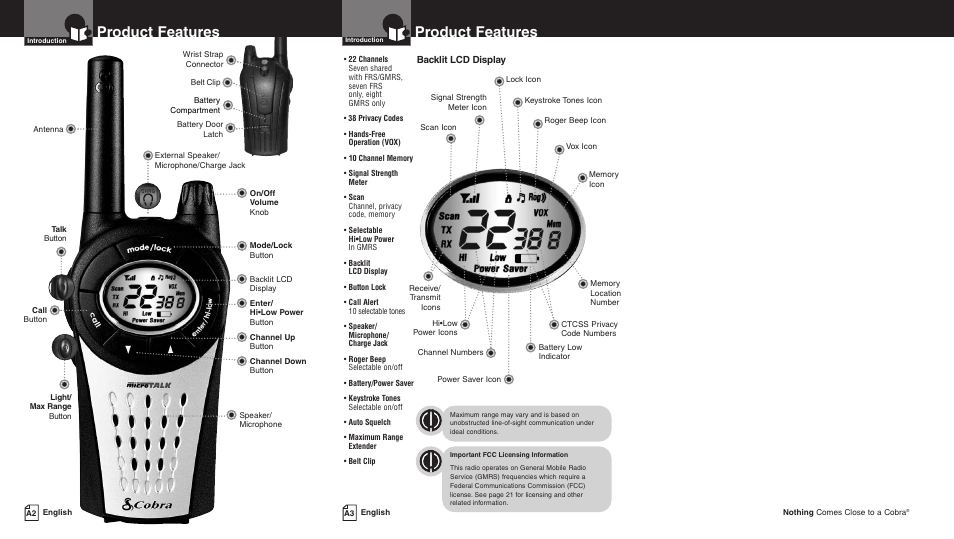 Product features | Cobra Electronics PR3800DX User Manual | Page 3 / 17