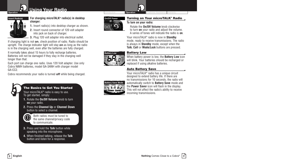 Using your radio | Cobra Electronics PR3800DX User Manual | Page 5 / 17
