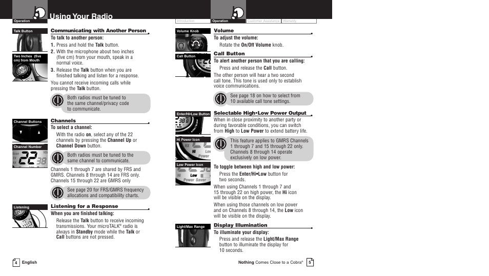 Using your radio | Cobra Electronics PR3800DX User Manual | Page 6 / 17