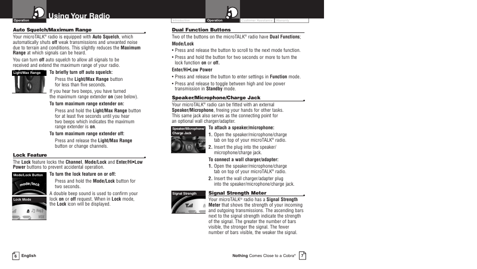Using your radio | Cobra Electronics PR3800DX User Manual | Page 7 / 17