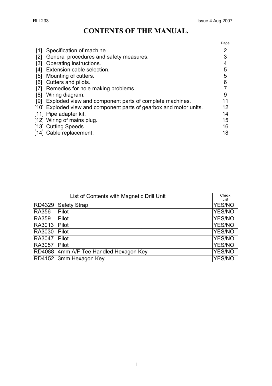 Contents of the manual | Cobra Electronics MAGNETIC CM/200/3 User Manual | Page 2 / 20